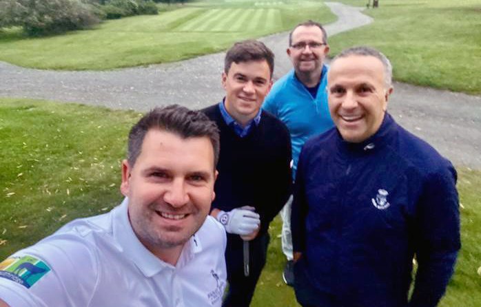 Simon Prestcote and his golf partners during their challenge