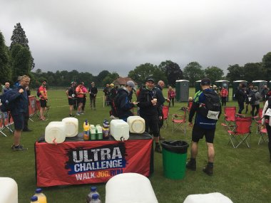 Getting refreshments during the Cotswold Challenge