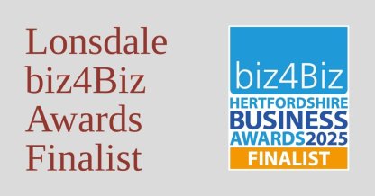 Lonsdale celebrated as finalist biz4Biz Hertfordshire Business Awards